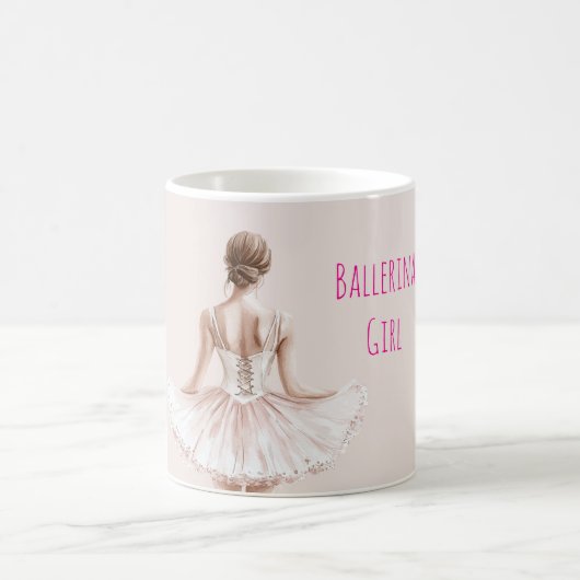Blush Pink Ballerina Girl コーヒーマグカップ (中央)