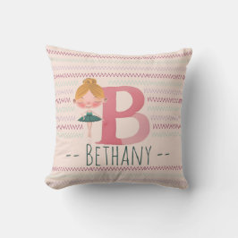 Blush Pink Ballerina Monogram B – Personalized Art クッション