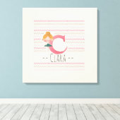Blush Pink Ballerina Monogram C – Personalized Art キャンバスプリント (インサイチュ (ウッドフロア))