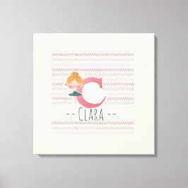 Blush Pink Ballerina Monogram C – Personalized Art キャンバスプリント
