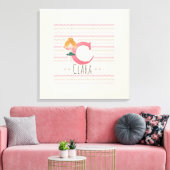 Blush Pink Ballerina Monogram C – Personalized Art キャンバスプリント (インサイチュ (リビング))
