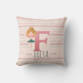 Blush Pink Ballerina Monogram F – Personalized Art クッション (正面)