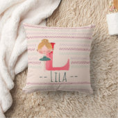Blush Pink Ballerina Monogram L – Personalized Art クッション (ブランケット)