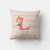 Blush Pink Ballerina Monogram L – Personalized Art クッション (正面)