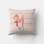 Blush Pink Ballerina Monogram M – Personalized Art クッション (裏面)