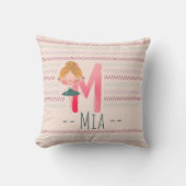 Blush Pink Ballerina Monogram M – Personalized Art クッション (正面)