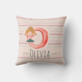 Blush Pink Ballerina Monogram O – Personalized Art クッション (裏面)