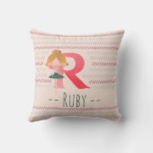Blush Pink Ballerina Monogram R – Personalized Art クッション (裏面)