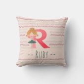 Blush Pink Ballerina Monogram R – Personalized Art クッション (正面)