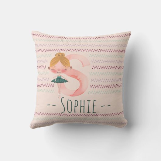 Blush Pink Ballerina Monogram S – Personalized Art クッション (裏面)
