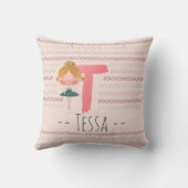 Blush Pink Ballerina Monogram T – Personalized Art クッション (裏面)