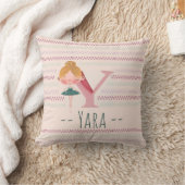 Blush Pink Ballerina Monogram Y – Personalized Art クッション (ブランケット)