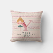 Blush Pink Ballerina Monogram Y – Personalized Art クッション (正面)