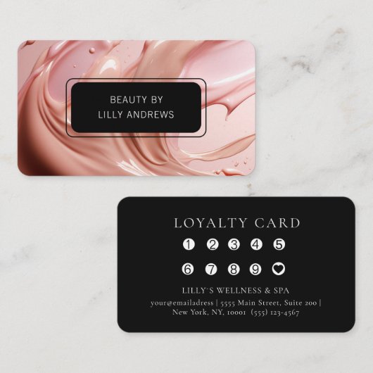 Blush Pink Beauty Heart Salon 10 Loyalty Card 名刺 (正面/裏面)