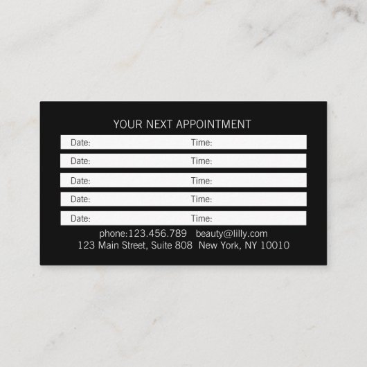 Blush Pink Beauty Salon Appointment 名刺 (裏面)