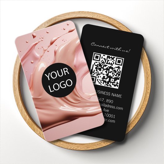 Blush Pink Beauty Salon Logo QR Code 名刺