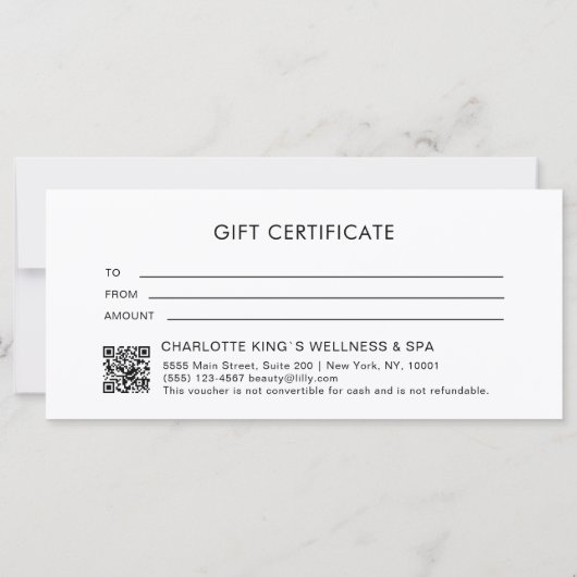Blush Pink Beauty Salon QR Code Gift Certificate (裏面)