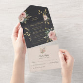 Blush Pink & Black All-In-One Wedding Invitation オールインワン招待状 (貼ってはがせる)