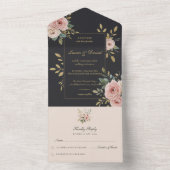 Blush Pink & Black All-In-One Wedding Invitation オールインワン招待状 (内側)