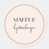 Blush Pink Black Makeup Salon ラウンドシール (正面)