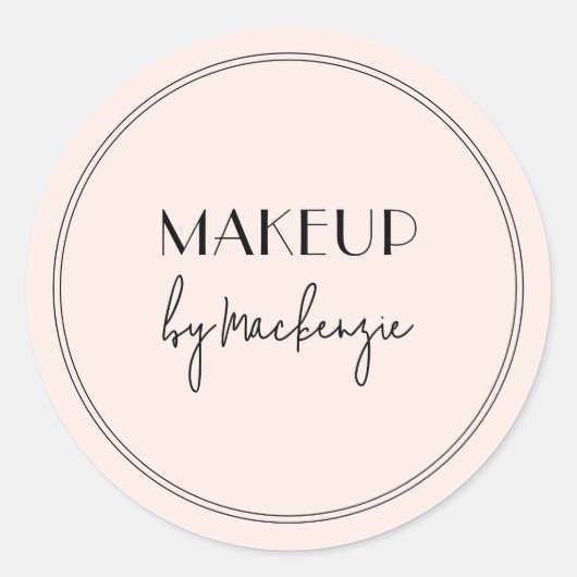 Blush Pink Black Makeup Salon ラウンドシール (正面)