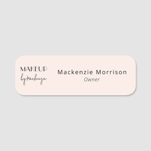 Blush Pink Black Makeup Salon 名札 (正面)