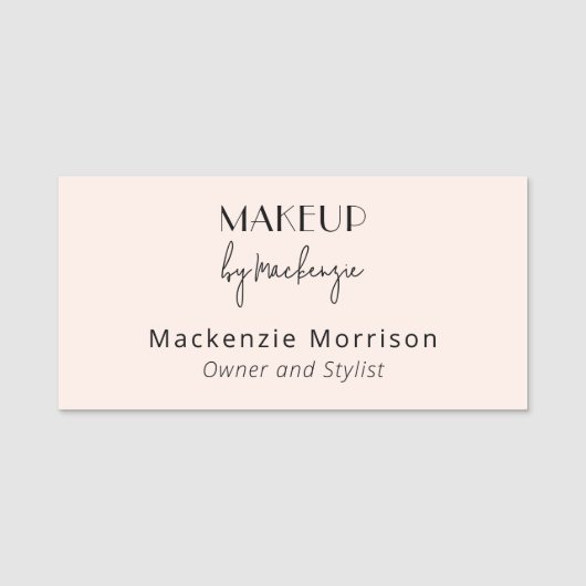 Blush Pink Black Makeup Salon Rectangle 名札 (正面)