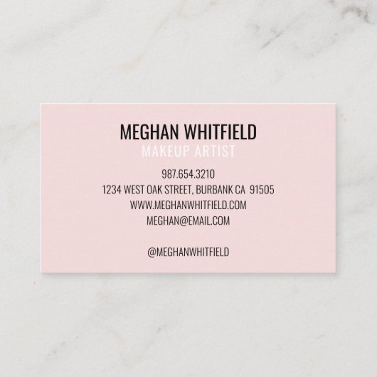 Blush Pink Black Modern Photo Makeup 名刺 (裏面)