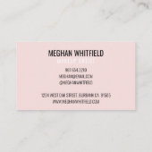 Blush Pink Black Modern Photo Makeup Business Card 名刺 (裏面)