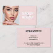 Blush Pink Black Modern Photo Makeup Business Card 名刺 (正面/裏面)
