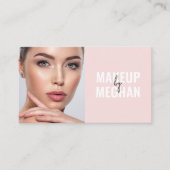 Blush Pink Black Modern Photo Makeup Business Card 名刺 (正面)