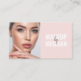 Blush Pink Black Modern Photo Makeup Business Card 名刺