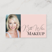 Blush Pink Black Modern Photo Makeup Business Card 名刺 (正面)
