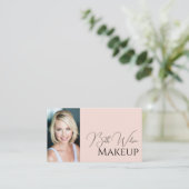 Blush Pink Black Modern Photo Makeup Business Card 名刺 (スタンド正面)