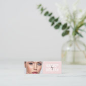 Blush Pink Black Modern Photo Makeup Mini スキニー名刺 (スタンド正面)