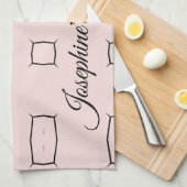 Blush Pink Black Personalized Geometric Minimal キッチンタオル (四つ折り)