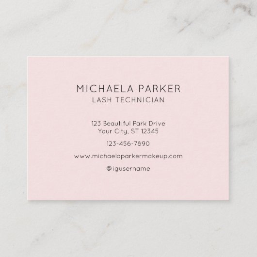 Blush Pink Black Script 3 Photo Lashes 名刺 (裏面)
