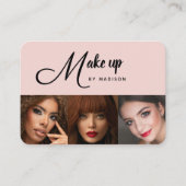 Blush Pink Black Script 3 Photo Makeup 名刺 (正面)