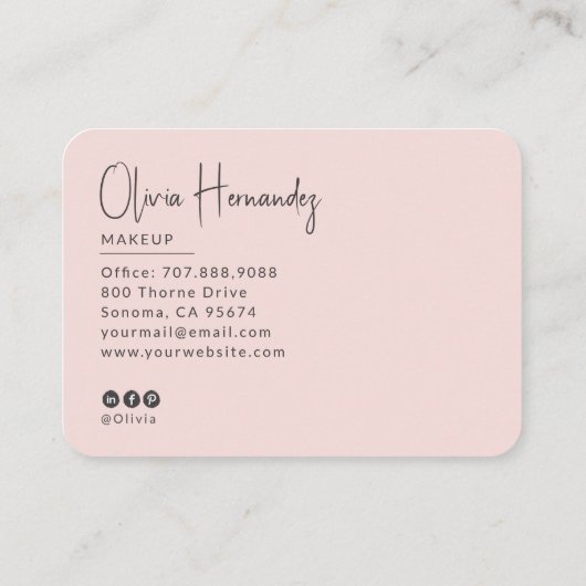 Blush Pink Black Script 3 Photo Makeup  名刺 (裏面)