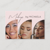 Blush Pink Black Script 3 Photo Makeup 名刺 (正面)
