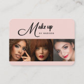 Blush Pink Black Script 3 Photo Makeup 名刺 (正面)