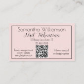 Blush Pink Black Script 3 Photo QR Code Nail Tech 名刺 (裏面)