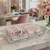 Blush Pink Black Script 3 Photo QR Code Nail Tech 名刺