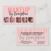 Blush Pink Black Script 5 Photo Makeup Artist 名刺 (正面/裏面)