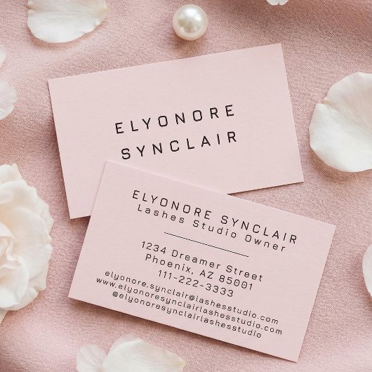 Blush Pink Black Script Lashes 名刺