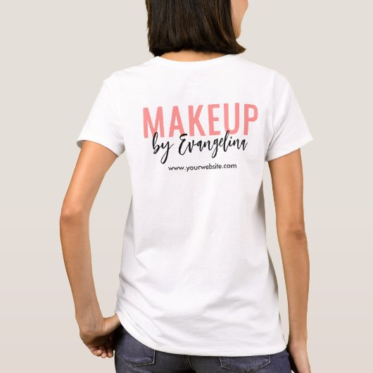 Blush Pink Black Script Logo Makeup Employee Tシャツ (裏面)