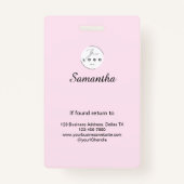 Blush Pink Black Script Logo Photo Makeup バッジ (裏面)