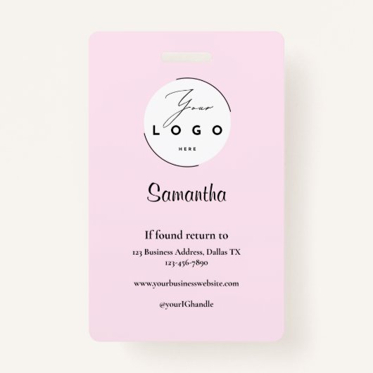 Blush Pink Black Script Logo Photo Makeup Badge バッジ (裏面)