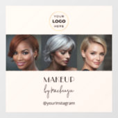 Blush Pink Black Script Logo Photo Makeup Studio ウィンドウサイン (シート)