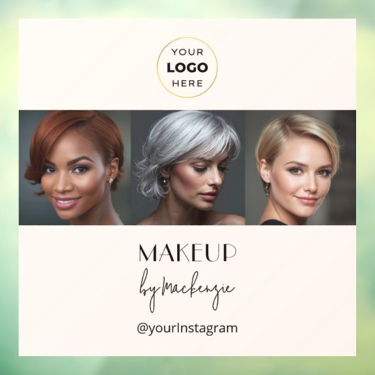 Blush Pink Black Script Logo Photo Makeup Studio ウィンドウサイン (シート3)